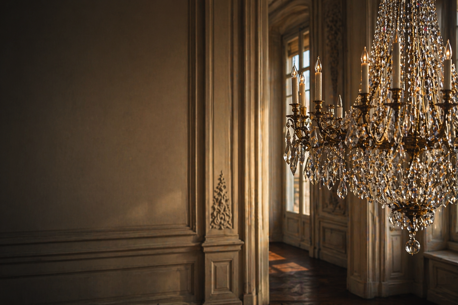 Historische Tischleuchte mit Messingfuß und gerippter Glaskuppel